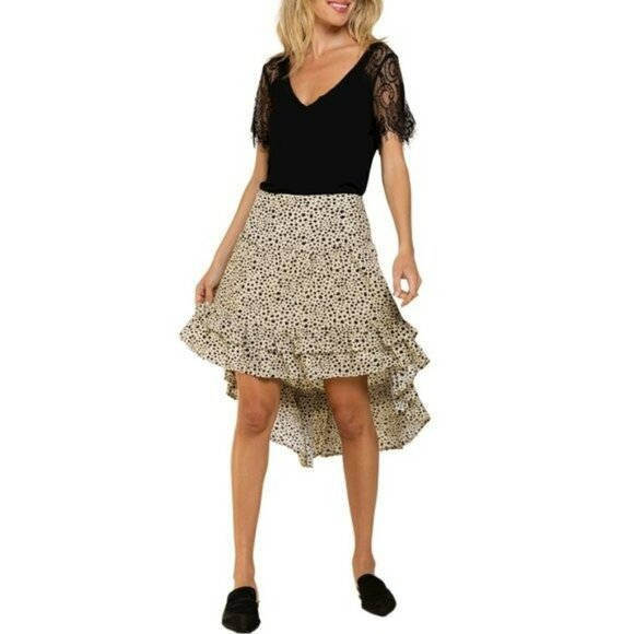 NWT POL Asymmetrical Ruffle Hem Leopard Print Mini Skirt - Picture 3 of 9